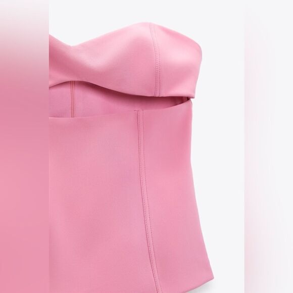 ZARA WOMAN SS23 PINK STRAPLESS CUT OUT TOP, SIZE LARGE, NEVER WORN, NO TAG - Picture 8 of 8